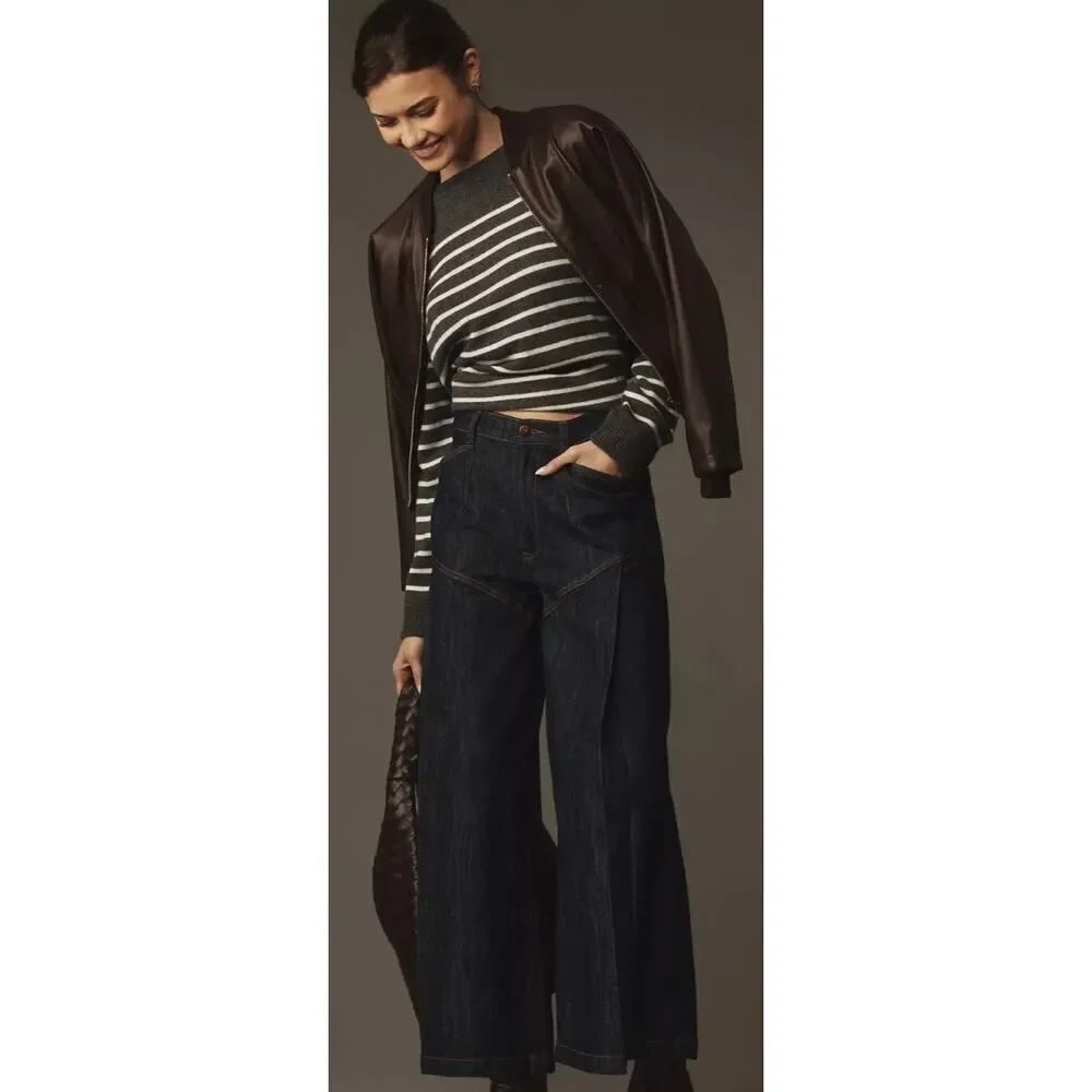 Anthropologie Pilcro Seamed Flounce High-Rise Wide Leg Jeans Women’s Sz. 29 - Picture 1 of 6